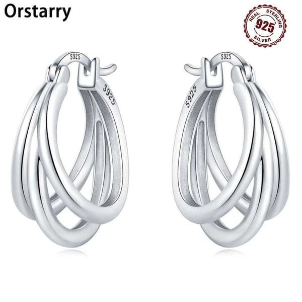 925 Sterling Silver Exquisite Multi-layer Ear Ring Versatile Hoop Earrings For Women Jewelry Fine Birthday Party Gift