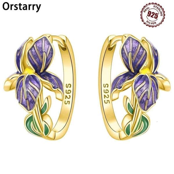 Orstarry NEW S925 Sterling Silver Iris Flower Versatile Hoop Earrings For Women Jewelry Original Party Gifts