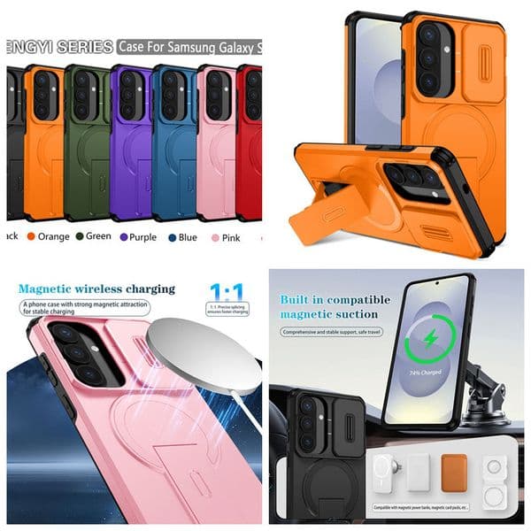 Magnetic Wireless Charging Shockproof Case For Iphone 17 Air 16E 16 Plus 15 14 Pro Max 13 12 Samsung S26 Ultra S25 Edge S24 A37 A17 A26 A16 Hybrid Hard PC TPU