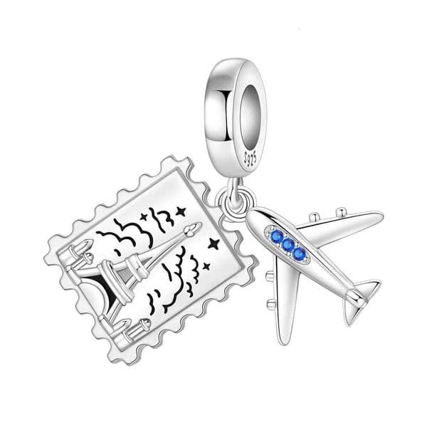 Orstarry 925 Sterling Silver Eiffel Tower Stamp Airplane Beads Original Pendants Bracelet Charm Jewelry Party DIY Trendy Gifts