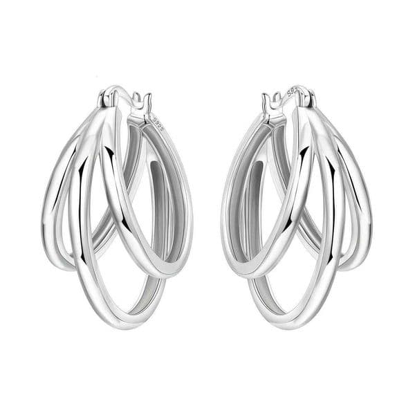 Orstarry Original 925 Sterling Silver French Style Three Ring Earrings Women Hoop Earring Anniversary Jewelry Trendy Gifts