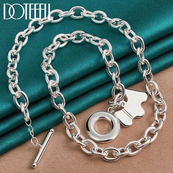 DOTEFFIL 925 Sterling Silver Dog Pendant Necklace 18 Inches Chain Wedding Engagement Party Jewelry