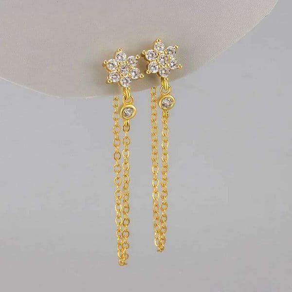 925 Sterling Silver Earrings for Women Geometric Shinning Gold Flower CZ Earring Fashion Jewelry Gift Party Wedding pendientes