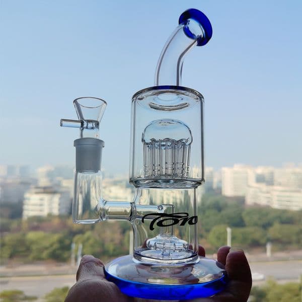 Glass Water Bongs Hookahs Beaker Oil Bong Smoking Water Pipes Bubbler Recycler With 18mm bowl