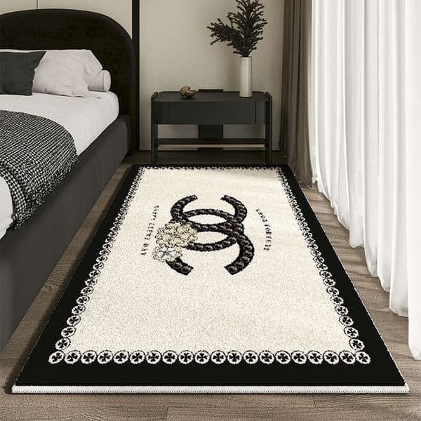 French Style Fragrance Imitation Cashmere Bedside Blanket Light Luxury High-End Feel Oval Stain-Resistant Spring and Autumn Plush Thickened Non-Slip Mat
