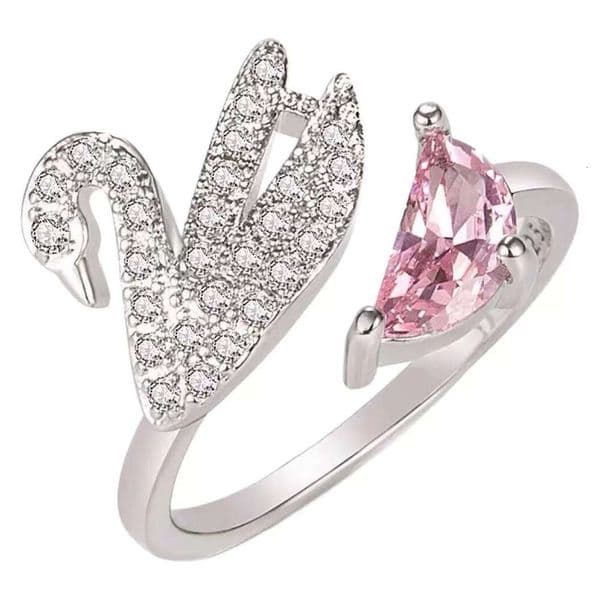 Jewellery Ring Designer Fine Jewellery High Quality Textured Crystal Zircon Rose Gold Silver Swan Open Adjustable Band for Christmas Gift Minimalist Style