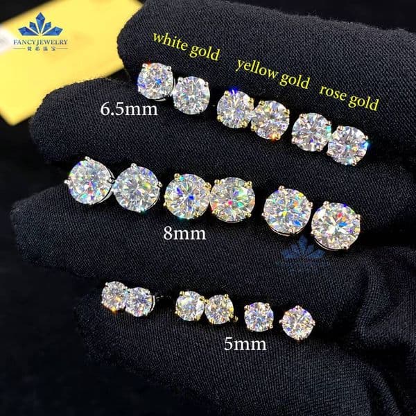 2025 Hot Sale Luxury Moissanite Gemstones Round Brilliant Cut 1 2 CT Moissanite VVS Earrings 925 Sterling Silver Gift for Woman