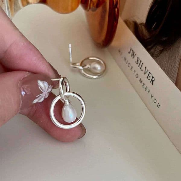925 Sterling Silver Earrings for Women Geometric Sexy Girl Fashion Trendy Jewelry Gift Party Round Pearl Wedding pendientes