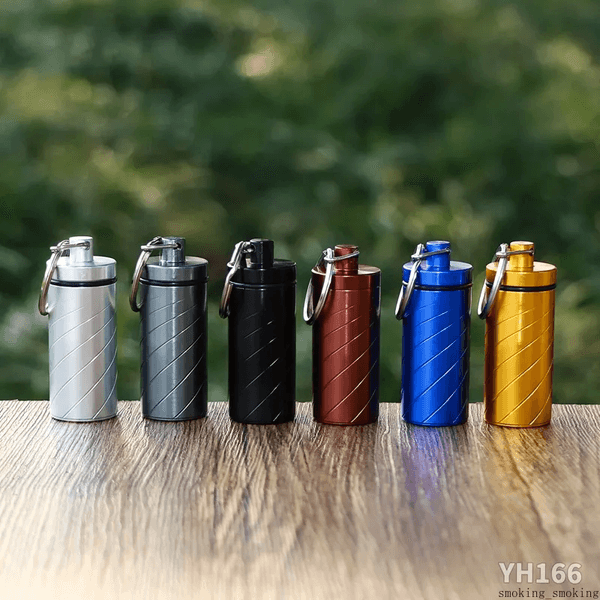 Aluminum Metal Pipe Snuff Bottle Smoking Snorter with Spoon Key Ring Sniffer Snuffer Stash Storage Box For Tobacco Cigarette Hand Smoking Pipes