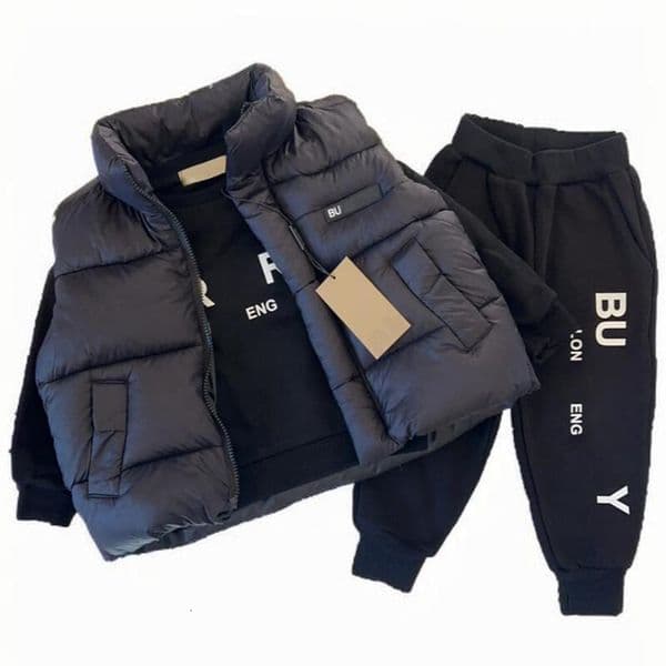 Thick 3pcs Clothing Clothes Sets Set Kids Designer Sets Kid Clothing Children Luxury Classic Brand Boys Girls Skirt Fashion Dress Suit Children High Quality CRD24