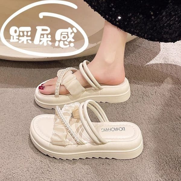 Ddmytiger Stepping On Clouds Sandals For Women Summer New Platform Heel Fairy Style Thick Two Way Wear Soft Sole Half Slippers Outdoor Shoes