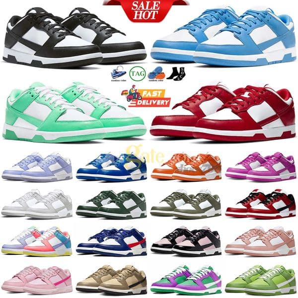 Men Women Shoes Flat Sneakers Lows Panda White Black Grey Fog Triple Pink University Blue Red Active Fuchsia Wolf Grey Sanddrift Men size 36-47