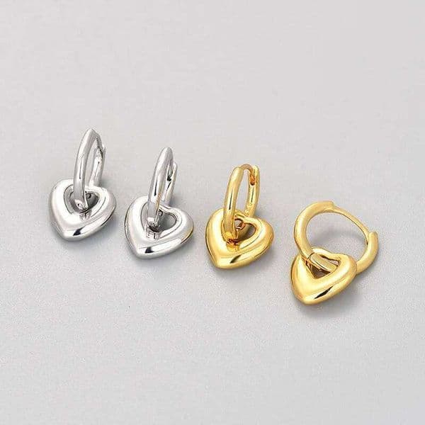 925 Sterling Silver Earrings for Women Geometric Gold Heart Shape Earring Fashion Jewelry Gift Party Wedding pendientes