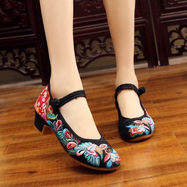 Ddmytiger Phoenix Bird Chinese Style Improved Accessories Embroidered Women S Single Square Dance Wedge Cloth Shoes Outdoor Shoes