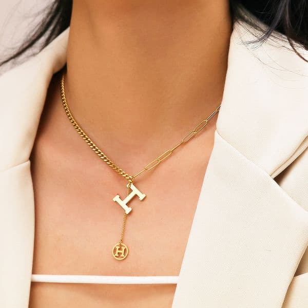 European and Korean Trend Versatile H-shaped Stainless Collarbone Chain Light Luxury High-end Titanium Steel Manufacturer Direct Necklace