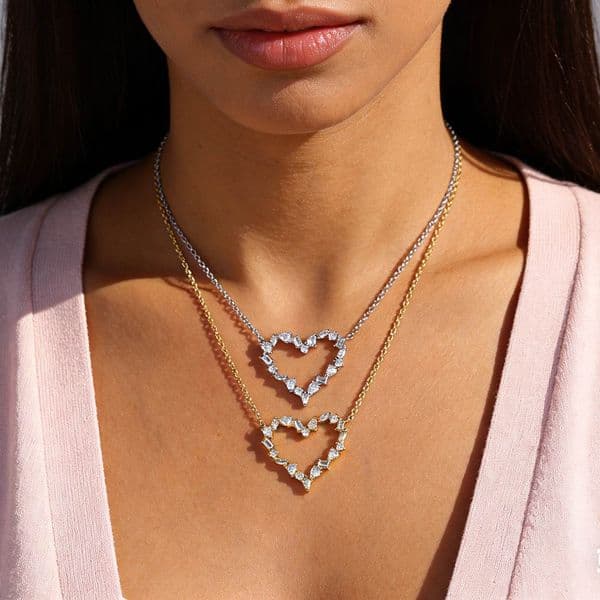 2026 New Design Fashion Love Heart Geometric Micro Pave Cz Pendant Necklace For Lover Women Valentines Gifts Romantic Jewelry Valentine's Day Birthday Gift