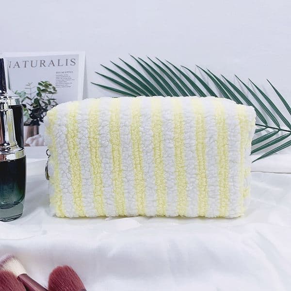 I541 5A FD Plush striped makeup bag/embroidered clutch bag