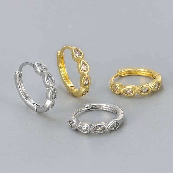 925 Sterling Silver Earrings for Women Geometric Gold Zircon Moon Earring Fashion Jewelry Gift Party Wedding pendientes