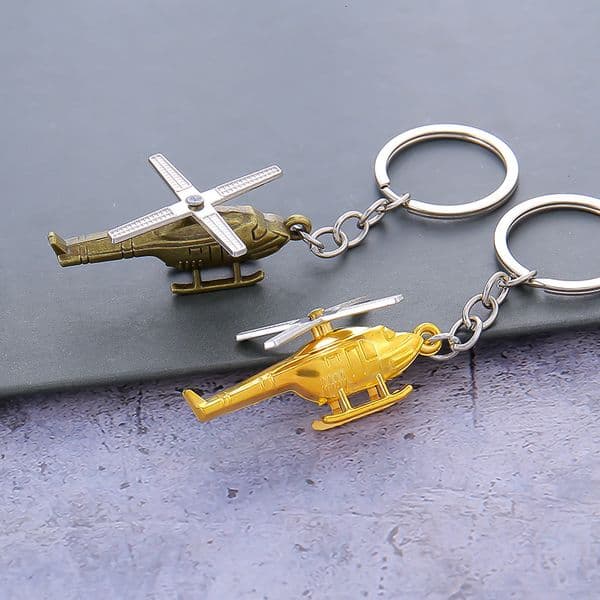Cross-Border Metal Helicopter Model 3D Creative Men's Backpack Keychain Small Pendant
