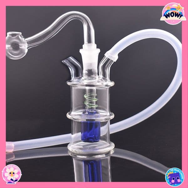 Wholesale Travel Mini double use colorful glass oil burner bong Pipes Aeecssories Glass water Bongs Hookahs with 10mm male smoking oil bowl and hose straw