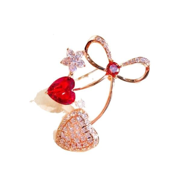 Light Luxury Zircon Bowknot Brooch 14K Elegant Versatile High-End Feel