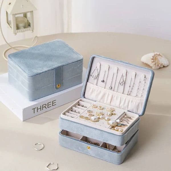 Velvet Box Organizer Jewelry Display Button PU Portable Earring Necklace Ring Travel Exquisite Large Capacity Packaging