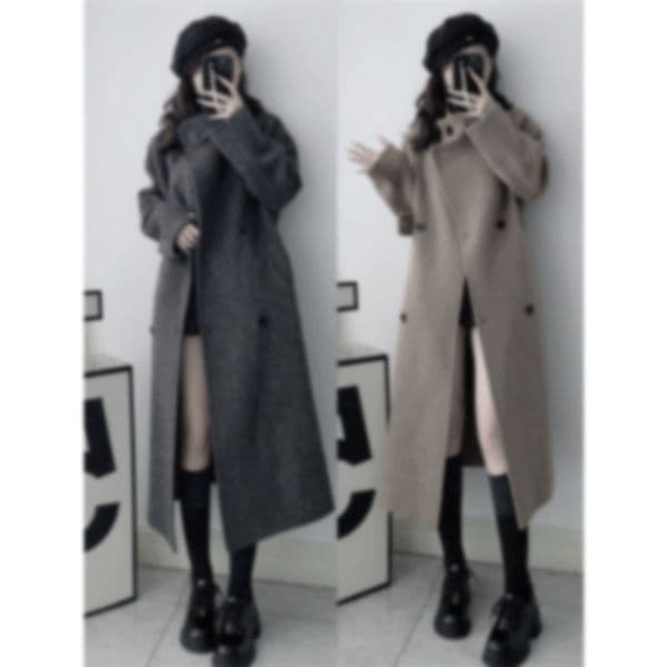 C43597 Wool double-faced long stand collar coat woolen coat autumn and winter new temperament warm women