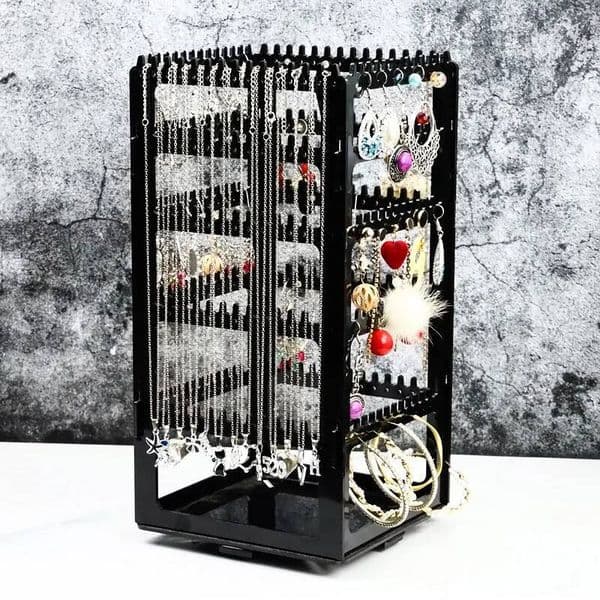 Rotating Jewelry Display Earclip Earnail Earring Portable Earaccessory Storage Box Hanging Necklace Stand