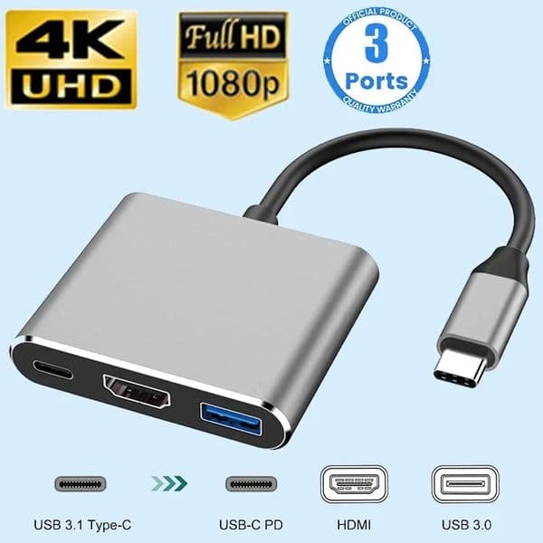 3 in 1 Usb Hub USB C to HDMI-compatible Splitter HUB Type-c to HDMI-compatible USB3.0 Docking Station For Macbook Air Converter