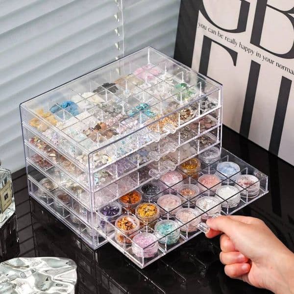1pc acrylic 3-layer/5-layer nail accessories storage box, transparent ring jewelry display box room aesthetic decoration