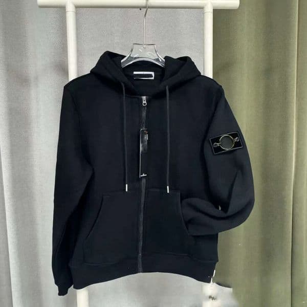 Stones Men's Casual Retro Islandes Hooded Pattern Y2k Embroidered Zipper Street Padded Sweatshirt Unisexl Hoodie Jumpers Hoodyd B78