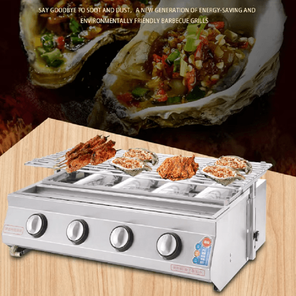 Gas BBQ Grill 6 Burner Smokeless BBQ European Outdoor Tabletop Griddle Barbecue BBQ Grill