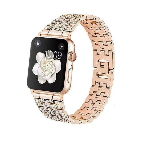 Fashion Luxury Five-Bead Full Diamond for Apple Watch 38/40/41/42/44/45/49mm Metal Women's Bracelet Band 10