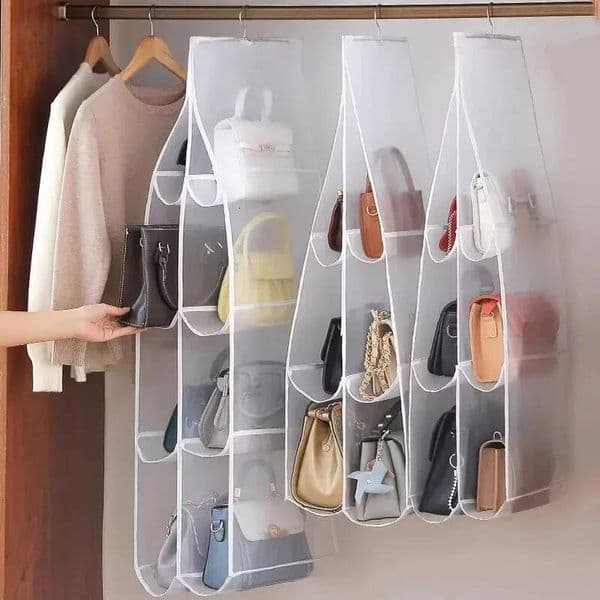 6/8 Grid Hanging Organizer Multi-layer Foldable Dustproof Oxford Cloth Handbag Storages Bags For Family Closet Bedroom