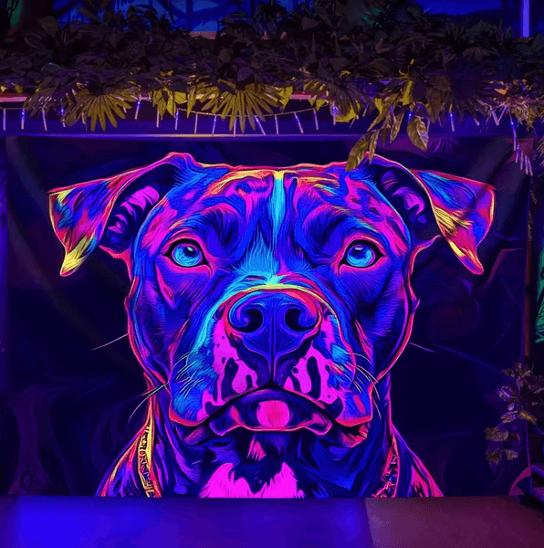 1pc Large Cyberpunk Dog Tapestry UV Reactive Peach Skin Velvet Wall Hanging, Animal Print Decor for Bedroom Living Room Indoor Use Polyester 90gsm