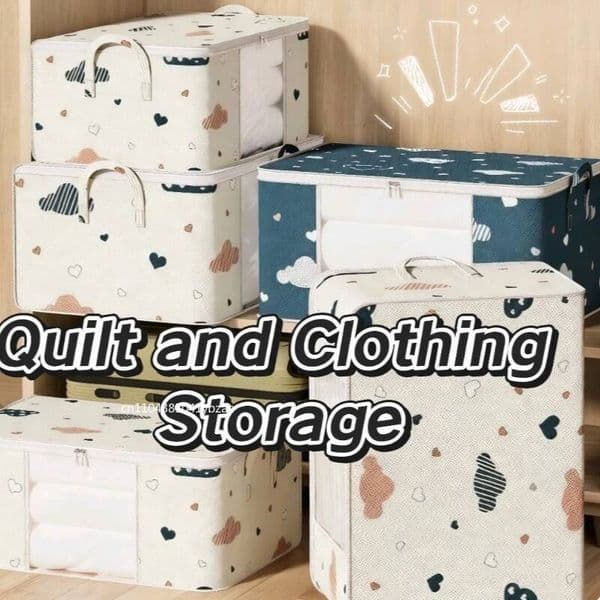 1/2pcs Blue/Beige Quilt Clothes Storage Bag Moisture Dust Proof Organizer Big Capacity Duvet Blanket Sorting Bags