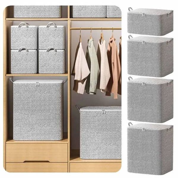Large-Capacity Clothes Bag With Handle Dust-proof Non-woven Storage Bins Closet Organizers with Lids Zipper