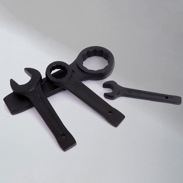 Wholesale of high carbon steel single head straight handle open-end wrench, mechanical maintenance, heavy-duty striking wrench