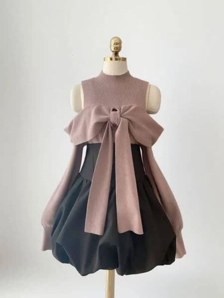 Bestseller Harajuku Sweet 2 Piece Set Casual Solid Slim Knitted Sweater High Waist Black Bud Skirt Casua Lolita Japanese Women's Suit 2025 ddmytues