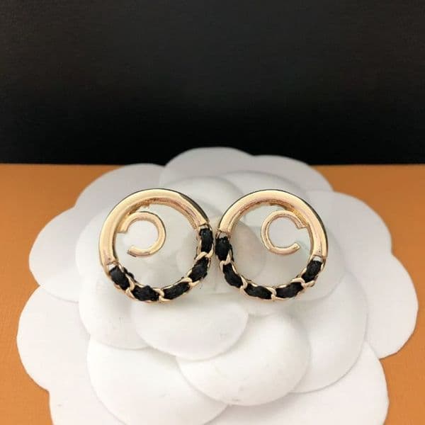 Stylish Gold Tone Hoop Earring with Black Enamel Accents Fashion Jewelry for Women Trendy Accessory for Any Occasion Classic Design Earrings