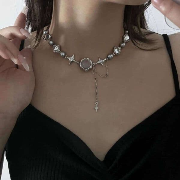 New Design Exquisite Star Geometric Crystal Chains Choker Necklaces Korean Fashion Shiny Jewelry For Women Anniversary Wedding C260110