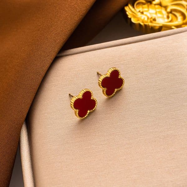 Designer Earrings Four Leaf Clover Charm Stud Earrings Elegant Women wedding Jewelry Accessories Gift