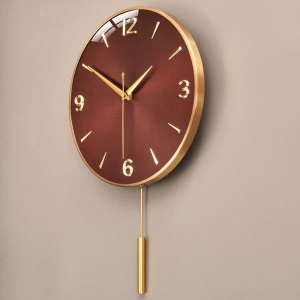 Light Luxury Living Room Creative Silent Nordic Simple Fashion Modern Clock Metal Gold-Plated Swing Wall Watch