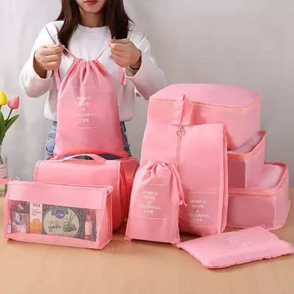 9 Pcs Travel Organizer Storage Bags Suitcase Packing Cubes Set Cases Portable Luggage Clothes Shoe Tidy Pouch Folding