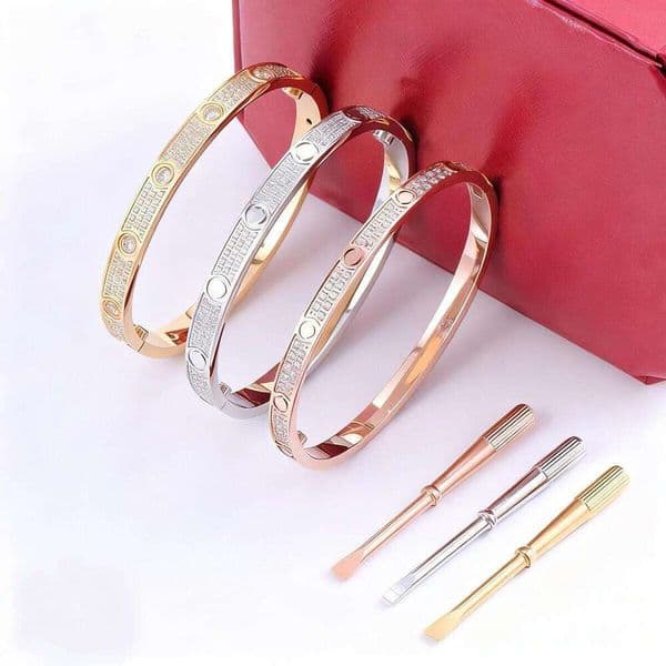 Screw Bracelet Bangle Designer For Women Men Plated Gold Bracelet With Screwdriver 4/6MM W 2/3 Diamond Row Size 16-19# Luxury Jewelry Woman Christmas Gift With Box
