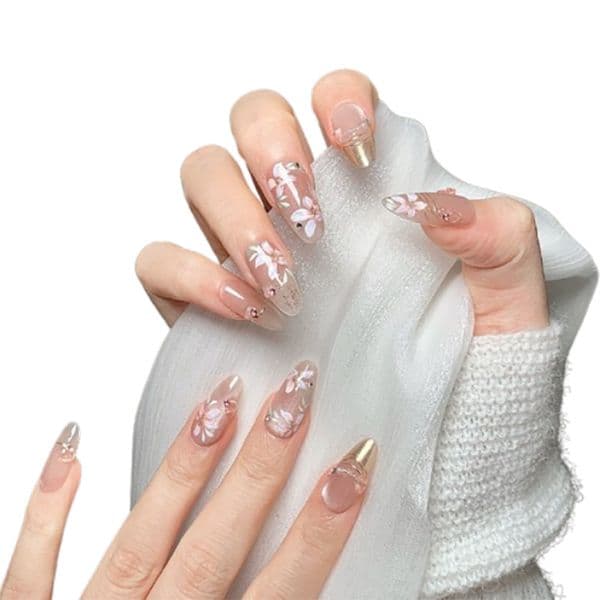 highquality artificial mediumlength frenchoval style acrylic nails ideal for salon services