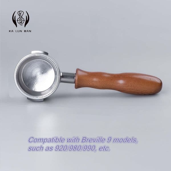 1Pc Espresso Bottomless Portafilter/Food-grade 304 Stainless Steel/58mm 2-lug/Removable/Suitable for Breville Series 9 coffee machines