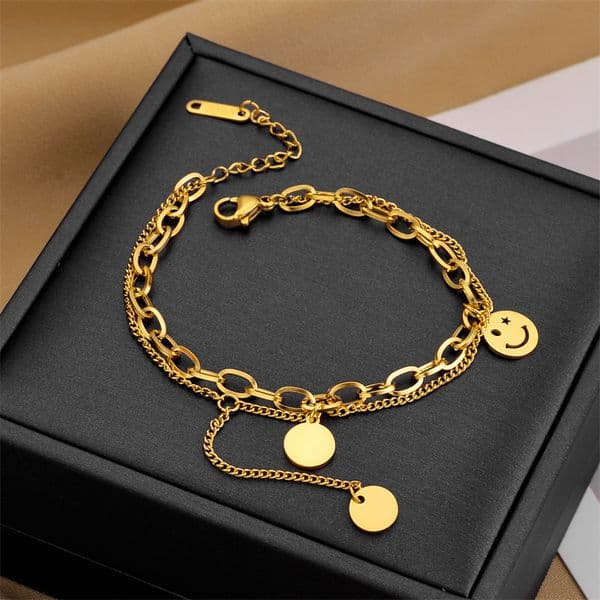 New Hot-Selling European and American Style Titanium Steel for Women, Ins Style, Personalized Fashion, Non-Fading Jewelry, Anti-Fading Gold-Plated Bracelet