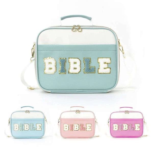 Solid color Korean letters versatile practical European and American small flower book storage bag portable large capacity embro