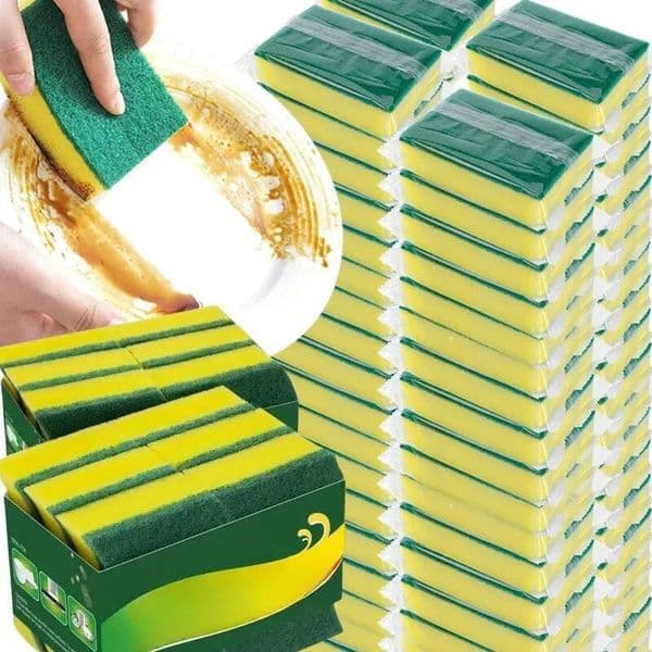 Bestseller 50/10Pcs Kitchen Dishwashing Soft Absorbent Clean Rub Pot Rust Scouring Pad Removing Kits Household Cleaning Brush Sponge ddmytues